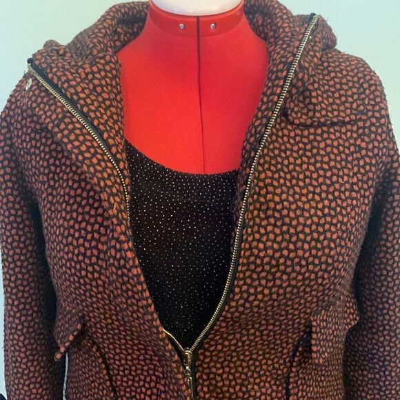 Rouge Par Womens Wool Cotton Blend Coat Hood Size S - Picture 3 of 15